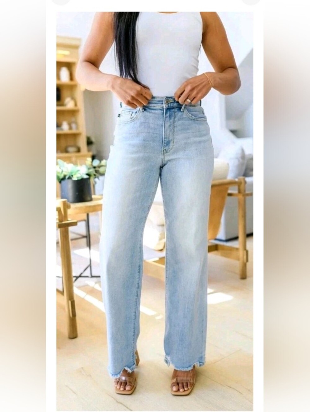 Judy Blue Straight Fit Jeans Light Distressed Stretch Women's Plus Size 18W